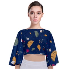 Tie Back Butterfly Sleeve Chiffon Top 