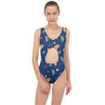 Cute Korean Pattern Center Cut Out Swimsuit