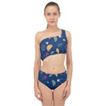 Cute Korean Pattern Spliced Up Two Piece Swimsuit