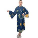 Cute Korean Pattern Maxi Velvet Kimono