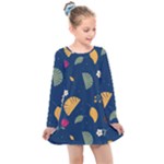 Cute Korean Pattern Kids  Long Sleeve Dress