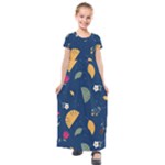 Cute Korean Pattern Kids  Short Sleeve Maxi Dress