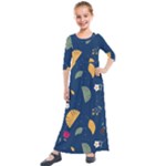 Cute Korean Pattern Kids  Quarter Sleeve Maxi Dress