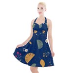 Cute Korean Pattern Halter Party Swing Dress 