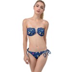 Cute Korean Pattern Twist Bandeau Bikini Set