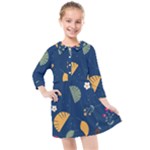 Cute Korean Pattern Kids  Quarter Sleeve Shirt Dress