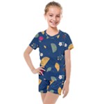 Cute Korean Pattern Kids  Mesh T-Shirt and Shorts Set