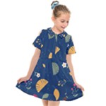 Cute Korean Pattern Kids  Short Sleeve Shirt Dress