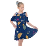 Cute Korean Pattern Kids  Shoulder Cutout Chiffon Dress