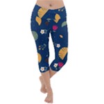 Cute Korean Pattern Lightweight Velour Capri Yoga Leggings