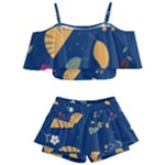 Cute Korean Pattern Kids  Off Shoulder Skirt Bikini