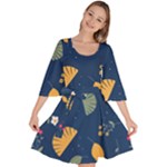 Cute Korean Pattern Velour Kimono Dress