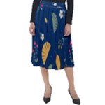 Cute Korean Pattern Classic Velour Midi Skirt 