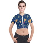 Cute Korean Pattern Short Sleeve Cropped Jacket