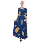 Cute Korean Pattern Half Sleeves Maxi Dress