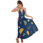 Cute Korean Pattern Backless Maxi Beach Dress