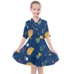 Cute Korean Pattern Kids  All Frills Chiffon Dress