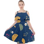 Cute Korean Pattern Cut Out Shoulders Dress