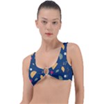 Cute Korean Pattern Ring Detail Bikini Top