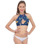 Cute Korean Pattern Cross Front Halter Bikini Top