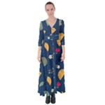 Cute Korean Pattern Button Up Maxi Dress