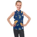 Cute Korean Pattern Kids  Sleeveless Polo T-Shirt