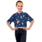 Cute Korean Pattern Kids Mock Neck T-Shirt