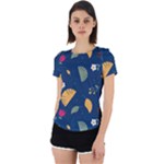 Cute Korean Pattern Back Cut Out Sport T-Shirt