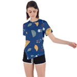 Cute Korean Pattern Asymmetrical Short Sleeve Sports T-Shirt