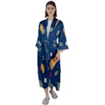 Cute Korean Pattern Maxi Satin Kimono