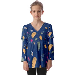 Kids  V Neck Casual Top 