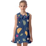 Cute Korean Pattern Kids  Pilgrim Collar Ruffle Hem Dress