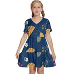 Cute Korean Pattern Kids  Short Sleeve Tiered Mini Dress