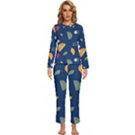 Cute Korean Pattern Womens  Long Sleeve Lightweight Pajamas Set