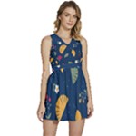 Cute Korean Pattern Sleeveless High Waist Mini Dress