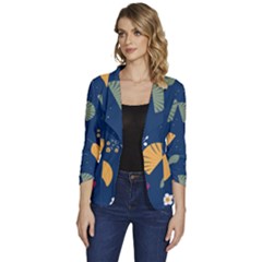 Women s One-Button 3/4 Sleeve Short Jacket 