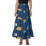 Cute Korean Pattern Tiered Ruffle Maxi Skirt