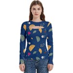 Cute Korean Pattern Women s Cut Out Long Sleeve T-Shirt