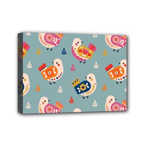 Cute Bird Pattern Mini Canvas 7  x 5  (Stretched) from ArtsNow.com