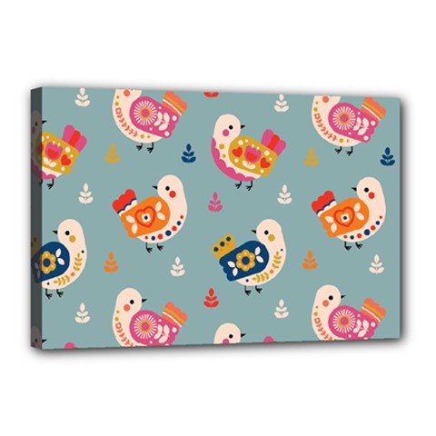 Cute Bird Pattern Canvas 18  x 12  (Stretched) from ArtsNow.com