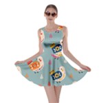 Cute Bird Pattern Skater Dress