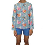 Cute Bird Pattern Kids  Long Sleeve Swimwear