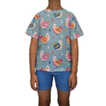 Cute Bird Pattern Kids  Short Sleeve Swimwear