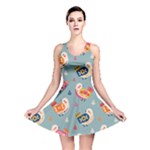 Cute Bird Pattern Reversible Skater Dress