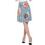 Cute Bird Pattern A-Line Skirt