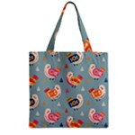 Cute Bird Pattern Zipper Grocery Tote Bag