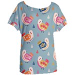 Cute Bird Pattern Women s Oversized T-Shirt