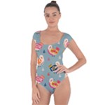 Cute Bird Pattern Short Sleeve Leotard 