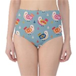 Cute Bird Pattern Classic High-Waist Bikini Bottoms