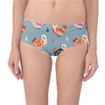 Cute Bird Pattern Mid-Waist Bikini Bottoms